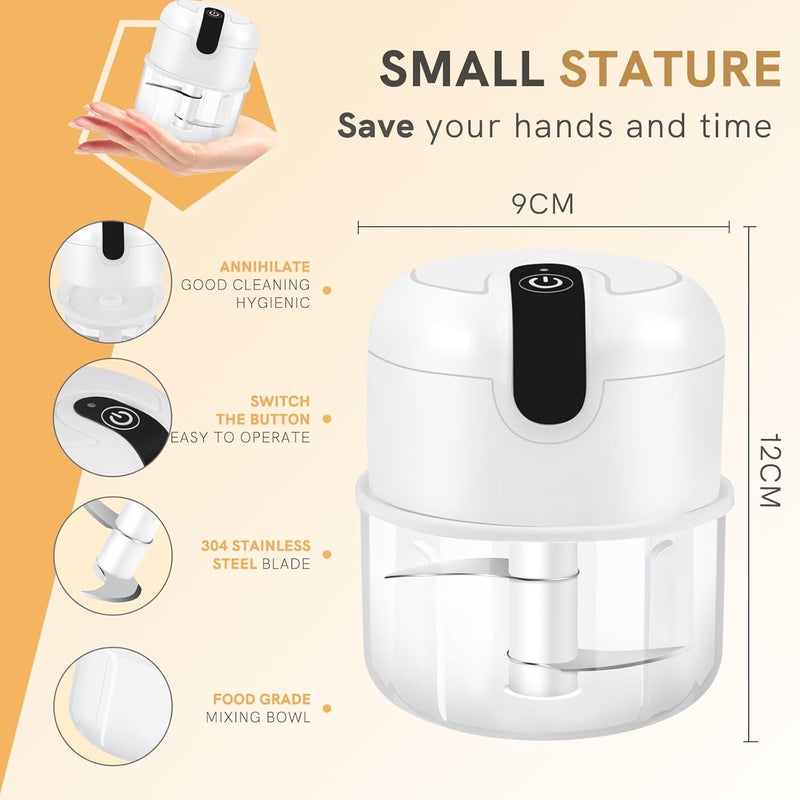 EASY SPEED EASYSPEED Electric Garlic Chopper 1Cup, Mini USB Charging Wireless Food Processor with 304 Stainless Steel, 2 Sharp Blades, Portable Kitchen Meat Grinder for Onion, Garlic, Ginger, Chili - Image 2